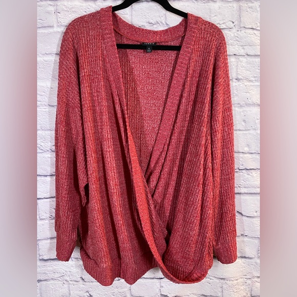 Torrid Red Brushed Waffle Knit Surplice Drop Shoulder Draped Top Plus Size 4X - Picture 2 of 8
